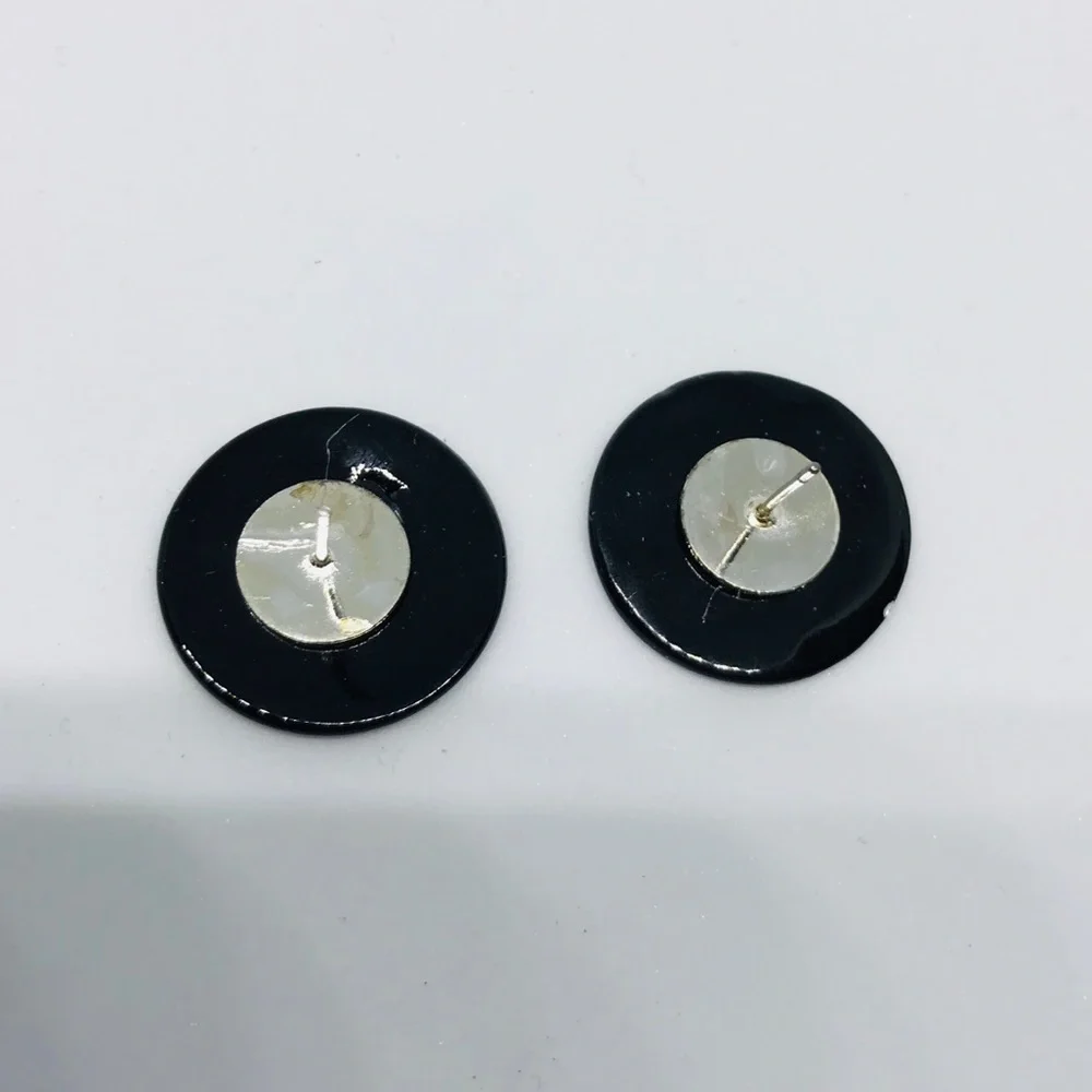 Black Vintage Deadstock  Stud Button Look Earrings Deadstock NEW never used Rare